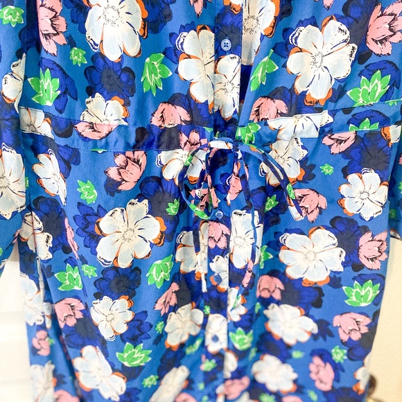 Blue Floral Button Up Dress - Picture 3 of 7